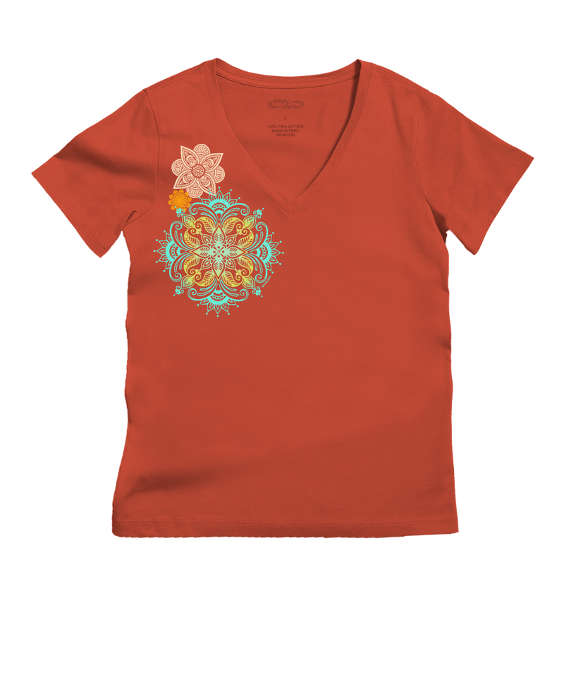 Vinyasa Yaya - Paprika Short Sleeve Pima V-Neck T-Shirt