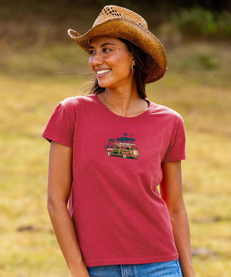 Laguna Beach Woody - Paradise Red Dyed Short Sleeve Crewneck T-Shirt