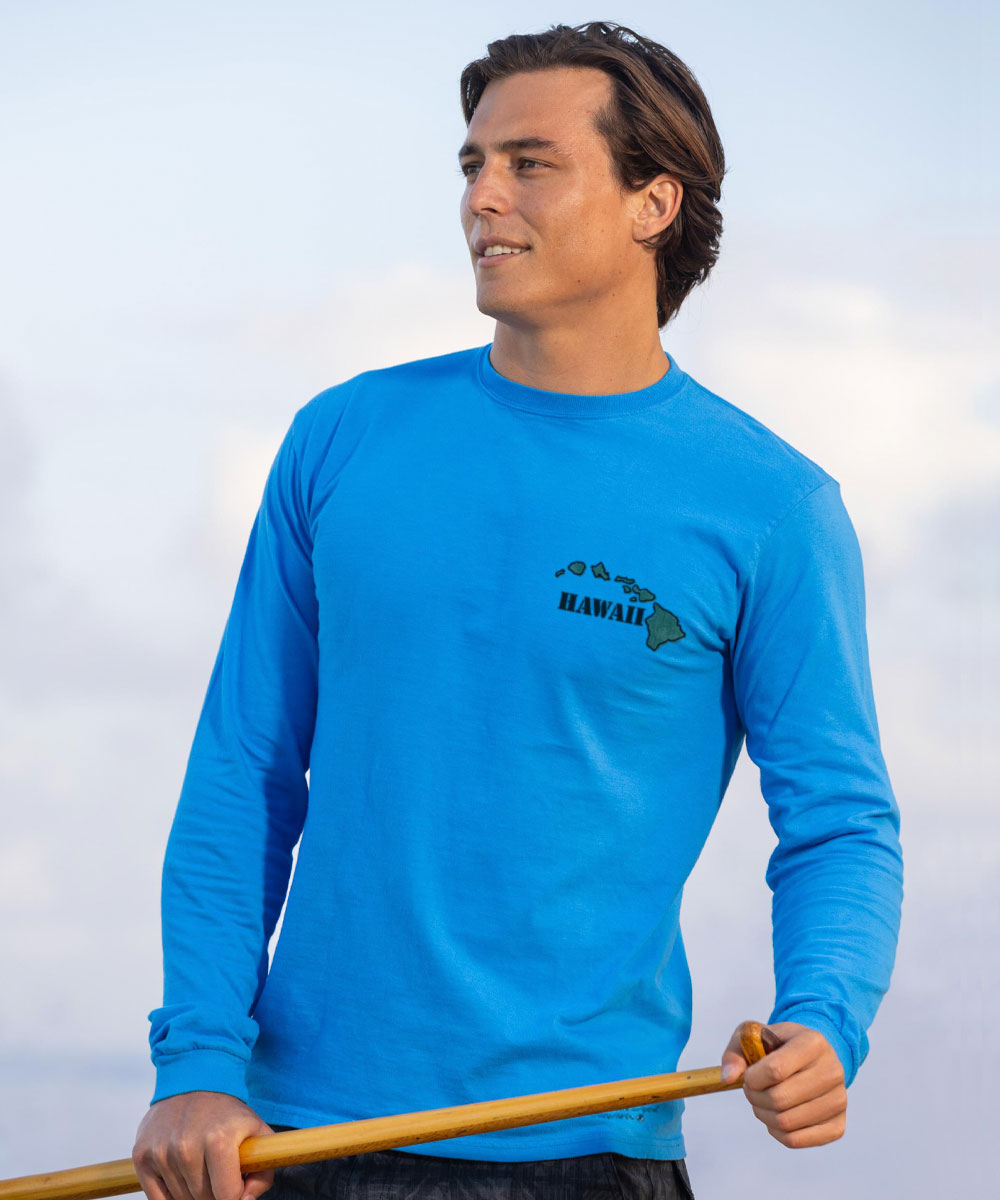 Destination Big Island - Blue Hawaii Dyed Long Sleeve Crewneck T-Shirt