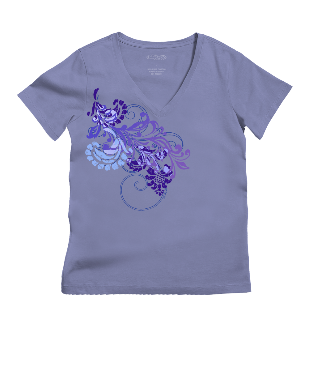 Waterfalls - Periwinkle Short Sleeve Pima V-Neck T-Shirt