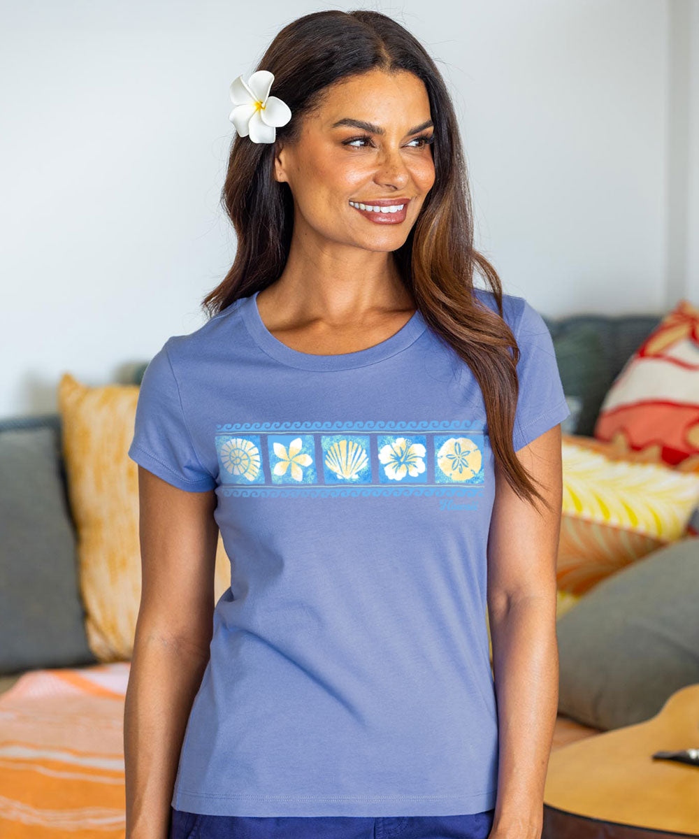 Floral Shell Band - Periwinkle Short Sleeve Pima T-Shirt