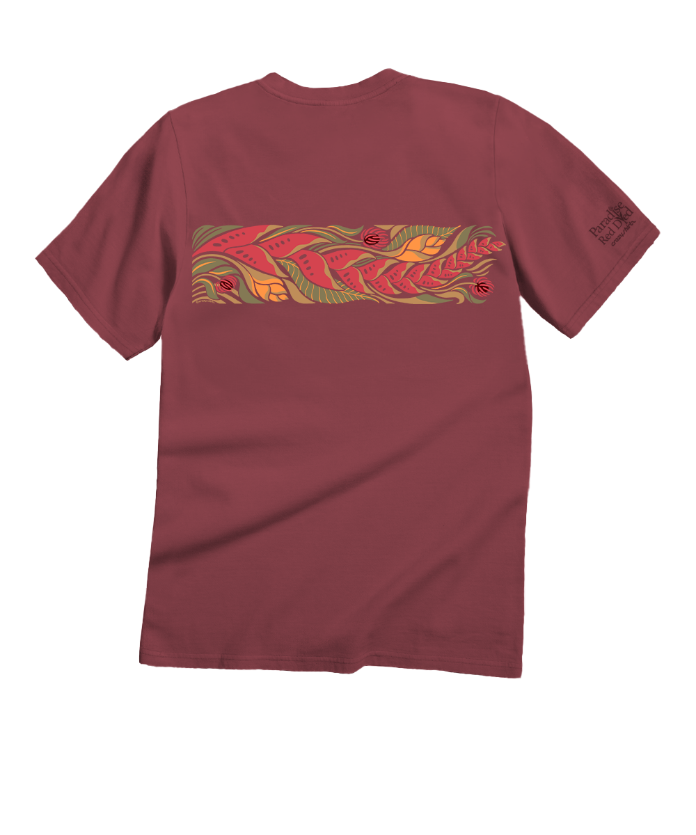Tropical Florals Band - Paradise Red Dyed Short Sleeve Crewneck T-Shirt