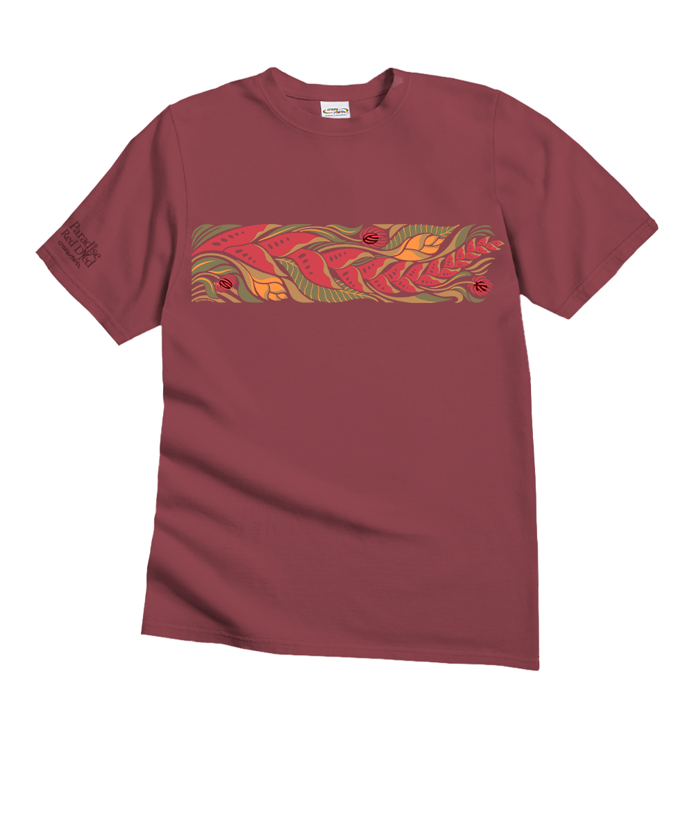 Tropical Florals Band - Paradise Red Dyed Short Sleeve Crewneck T-Shirt