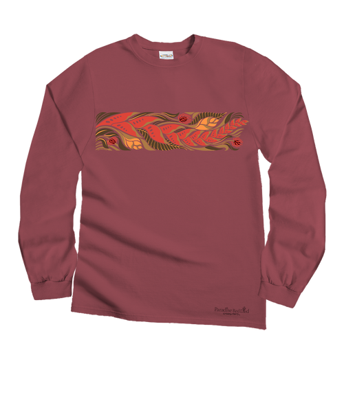 Tropical Florals Band - Paradise Red Dyed Long Sleeve Crewneck T-Shirt