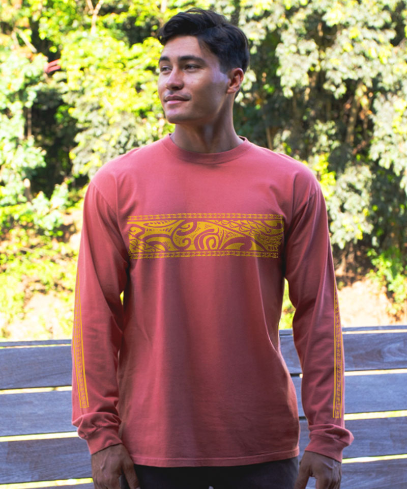 Tribal Tatoa Band - Chile Dyed Long Sleeve Crewneck T-Shirt