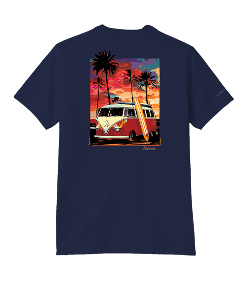 Volkswagen Van Sunset - Indigo Short Sleeve Pima T-Shirt