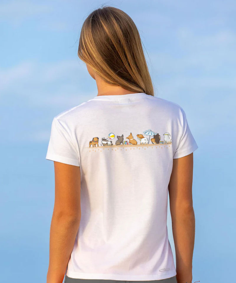 Beach Pups - White Short Sleeve Crewneck T-Shirt