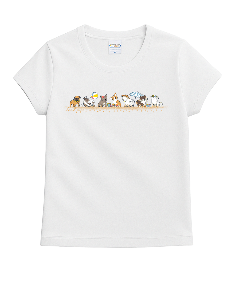 Beach Pups - White Short Sleeve Crewneck T-Shirt