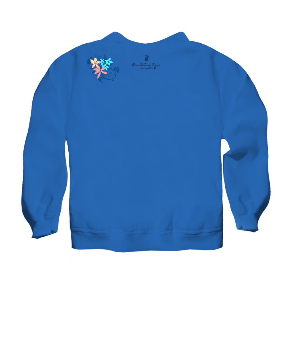 Tribal Manta Pua Swirls - Blue Hawaii Dyed Long Sleeve Lightweight Pullover