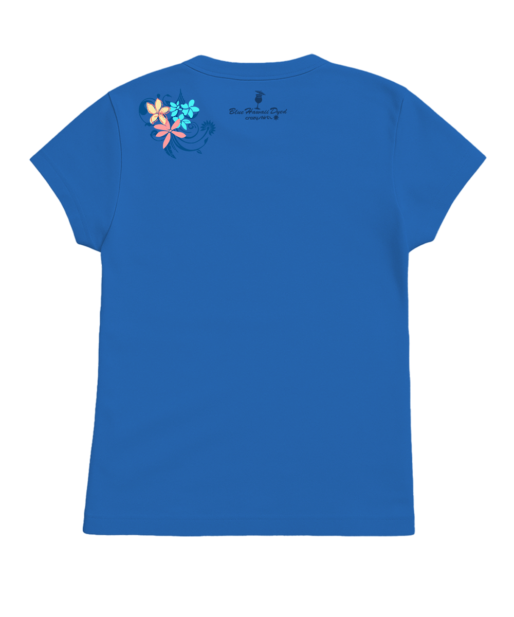 Tribal Manta Pua Swirls - Blue Hawaii Dyed Short Sleeve Crewneck T-Shirt