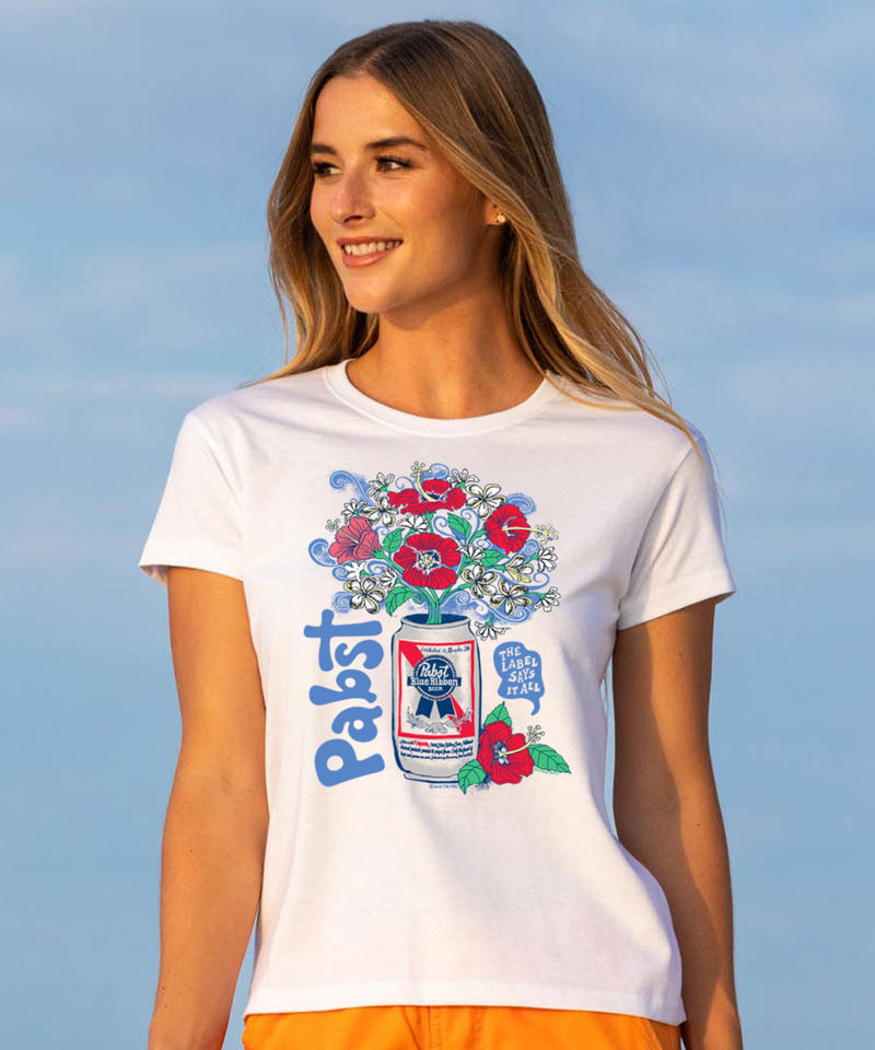 Pabst Aloha Blue Ribbon - White Short Sleeve Crewneck T-Shirt