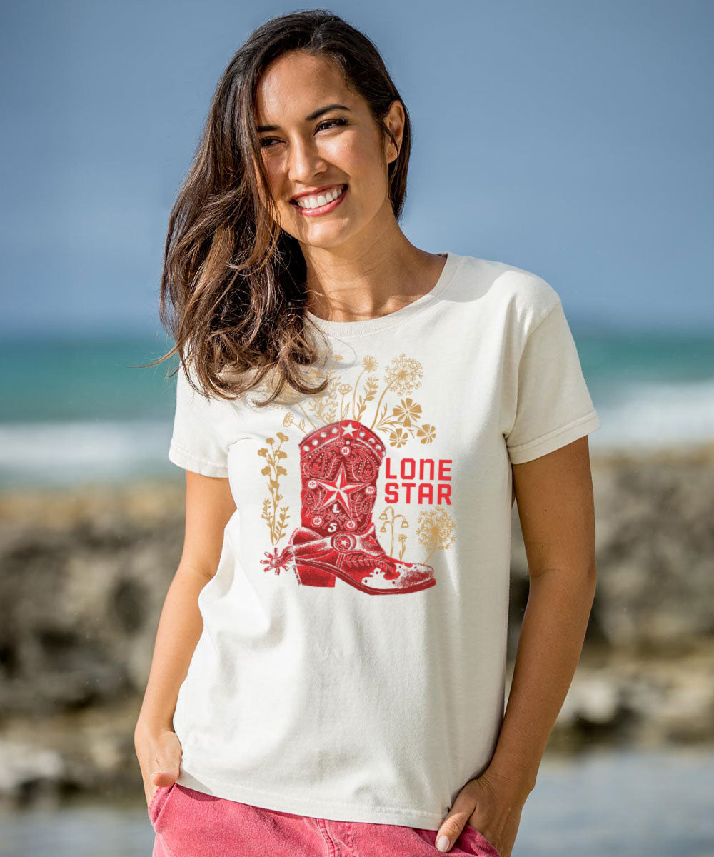 Pabst Lone Star Boots - Coconut Dyed Short Sleeve Crewneck T-Shirt