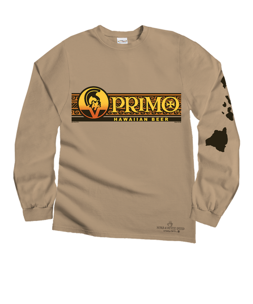 Pabst Primo Retro Band - Kona Coffee Dyed Long Sleeve Crewneck T-Shirt