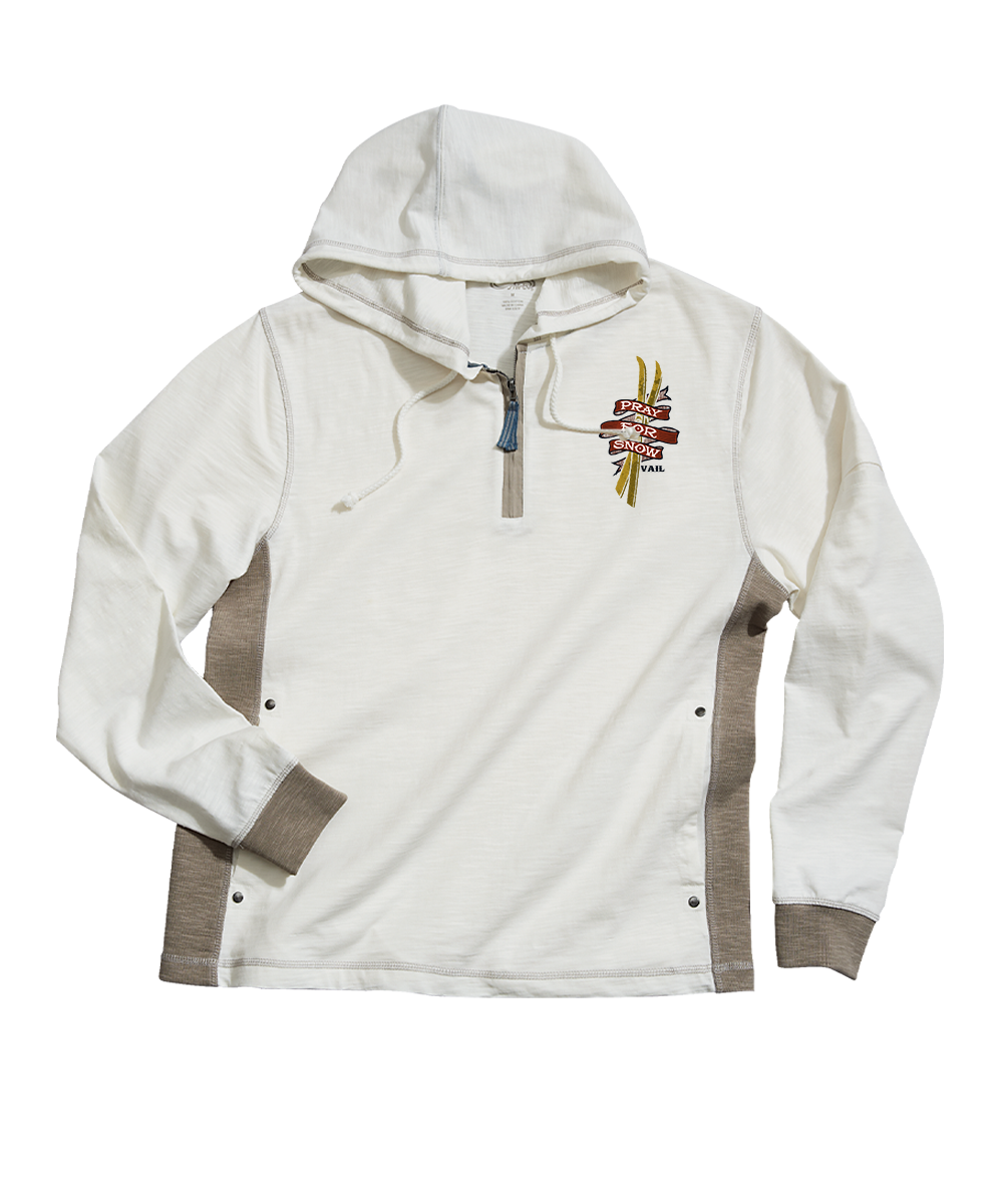 Pray For Snow Ski - Natural/Gray Long Sleeve Longboard Hooded Tee