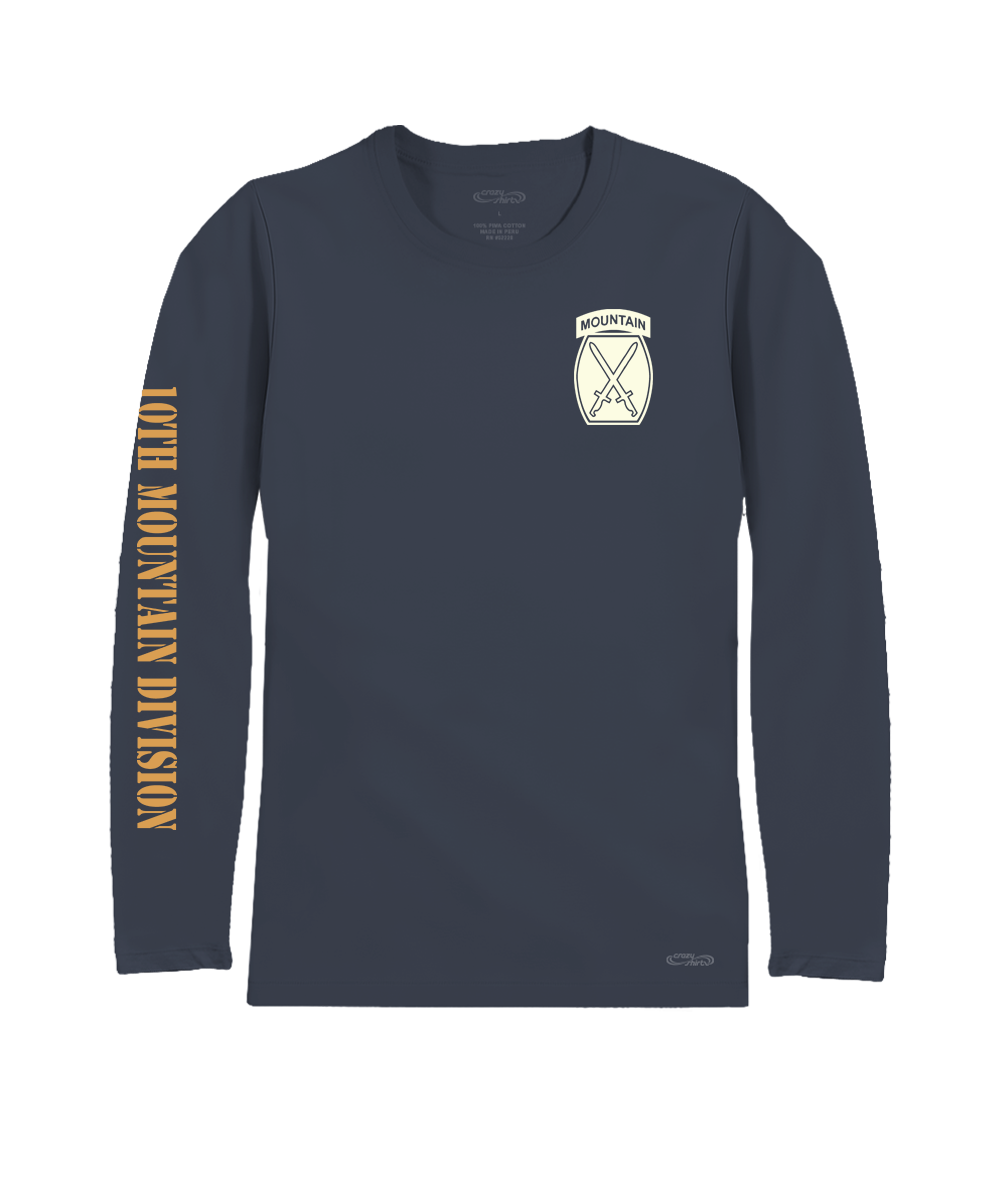 10Th Mountain Front Page - Smoke Long Sleeve Pima T-Shirt