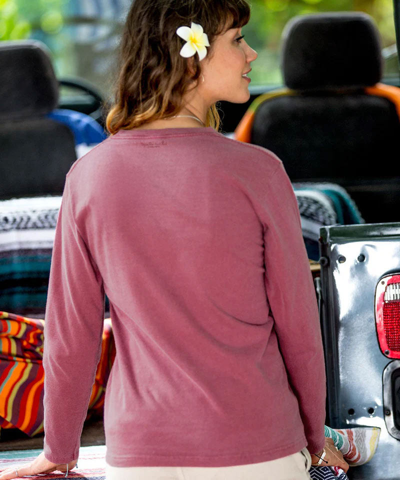 Love Vail Deer - Paradise Red Dyed Long Sleeve Crewneck T-Shirt