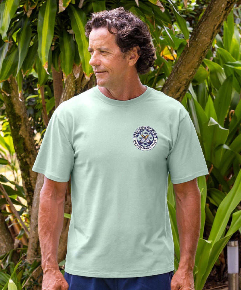 Rescue Fish And Beer - Seaglass Short Sleeve Crewneck T-Shirt