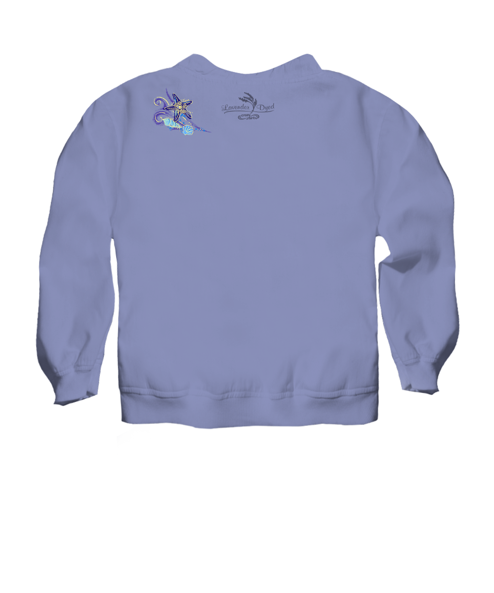 Sea Life Shells - Lavender Dyed Long Sleeve Lightweight Pullover