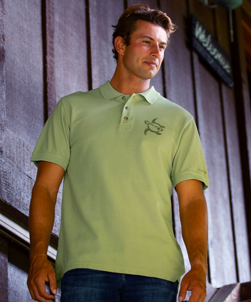 Paradise Honu - Hemp Dyed Short Sleeve Oceanfront Polo Shirt