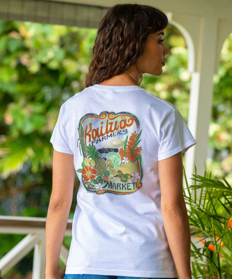 Kailua Farmers Market - White Short Sleeve Crewneck T-Shirt