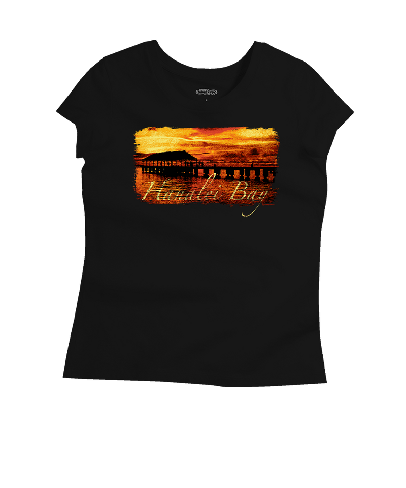 Hanalei Sunset - Jet Black Short Sleeve Pima T-Shirt