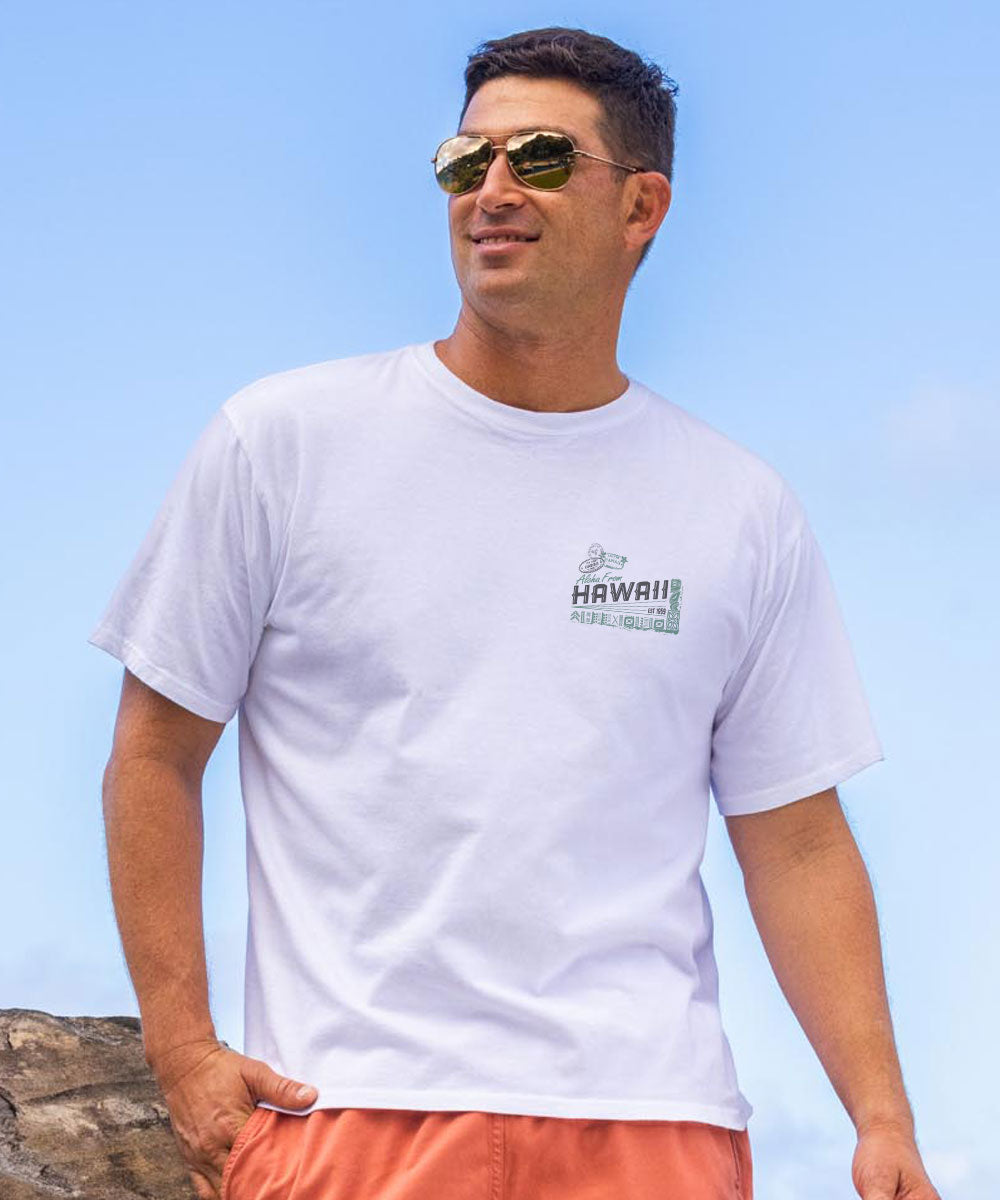 Hawaii Vintage - White Short Sleeve Crewneck T-Shirt
