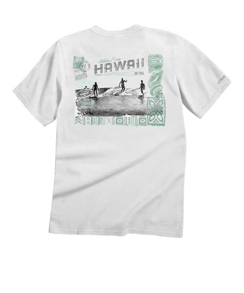 トップス VintageHawaiianShirt Made in California Hawaii Vintage - White Short Sleeve Crewneck T-Shirt