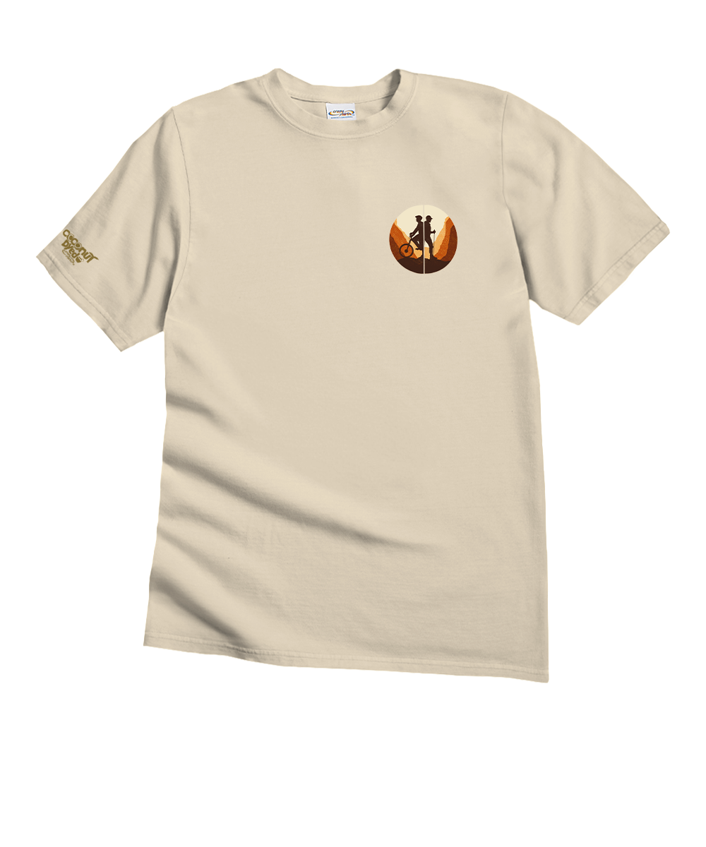 Creamy white t-shirt with a graphic design on a white background View 4