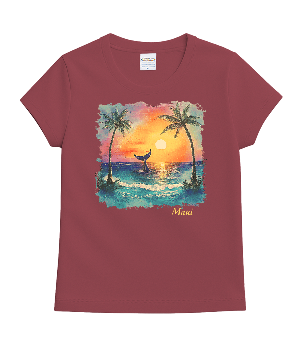 Hawaiian Isle Whale - Paradise Red Dyed Short Sleeve Crewneck T-Shirt