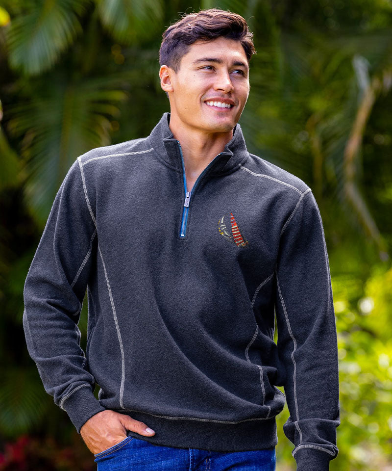 Painted Sails - Charcoal/Heather Long Sleeve Mountain Peak Pullover - View 2