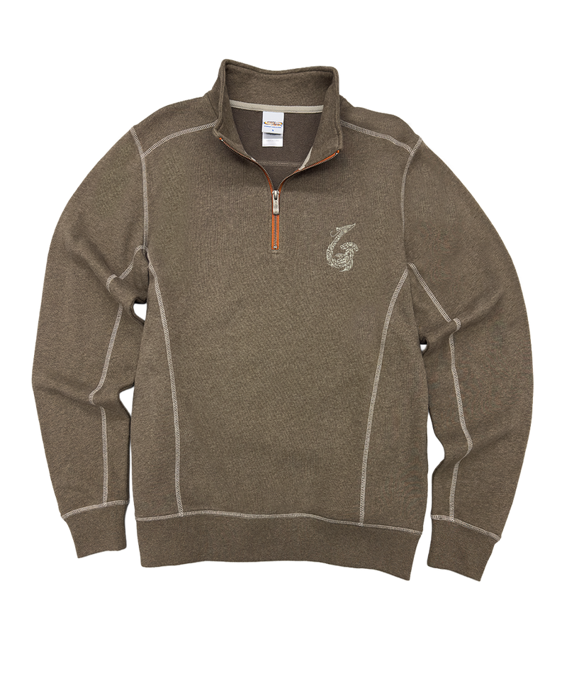 Mano Hook - Taupe Heather Long Sleeve Mountain Peak Pullover - View 1