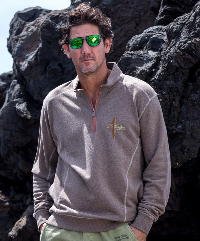 Hibiscus Surf - Taupe Heather Long Sleeve Mountain Peak Pullover