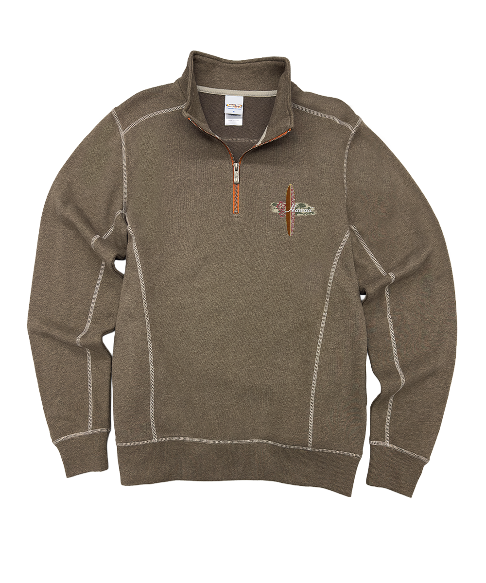 Hibiscus Surf - Taupe Heather Long Sleeve Mountain Peak Pullover