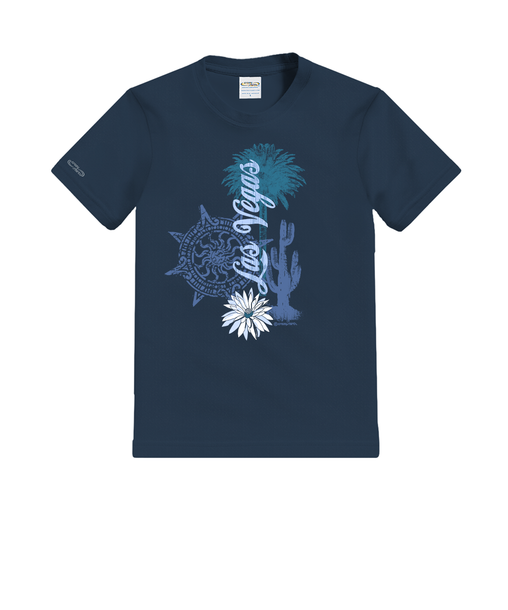 Navy blue t-shirt with 'Las Vegas' design on a white background View 1