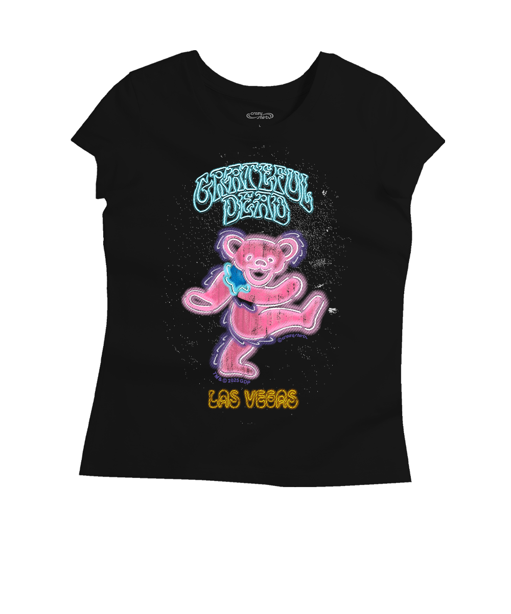 Grateful Dead Pinky Bear Neon - Jet Black Short Sleeve Pima T-Shirt