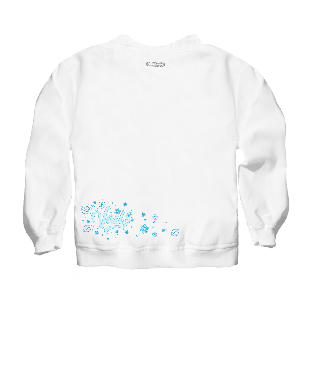 White sweatshirt with blue floral design on a white background View 4