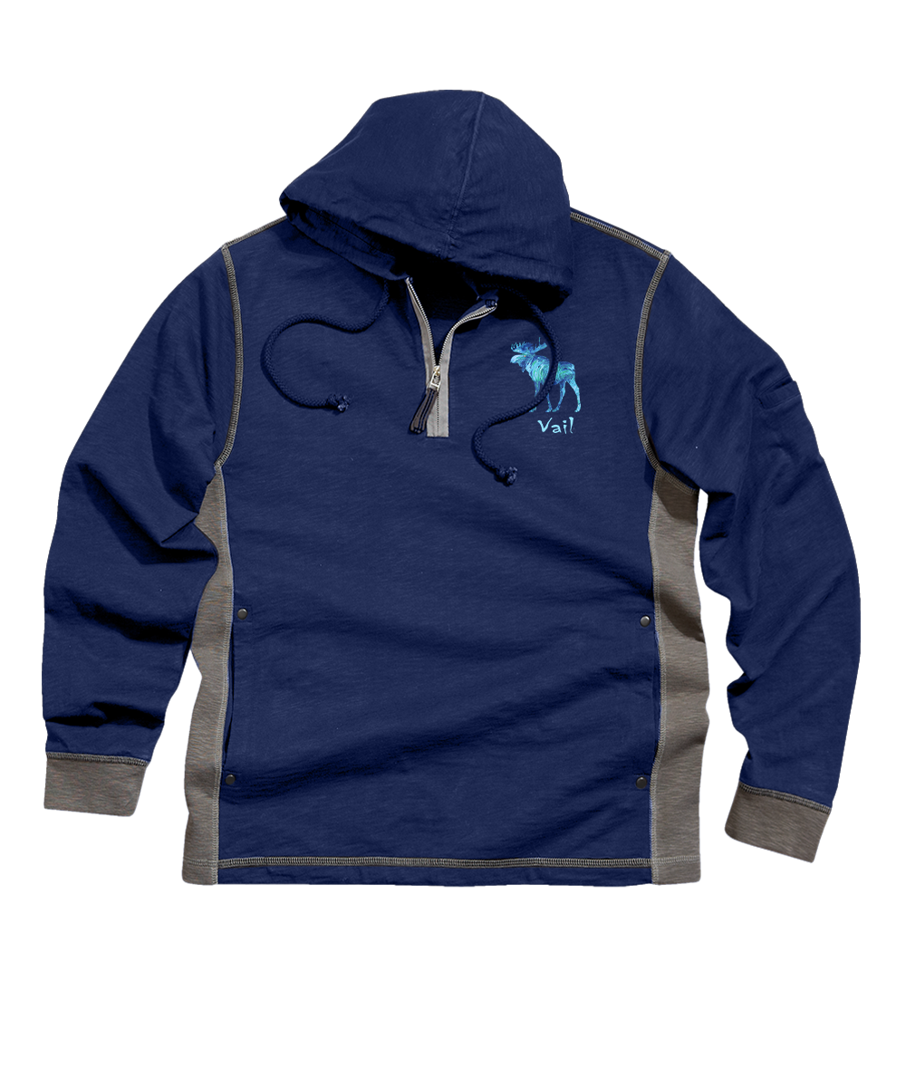 Blue hoodie with gray accents on a white background View 4