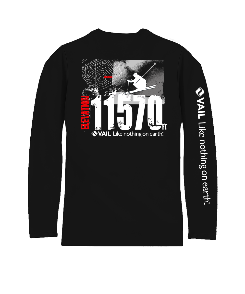 Vail Resort Powder - Jet Black Long Sleeve Pima T-Shirt View 1
