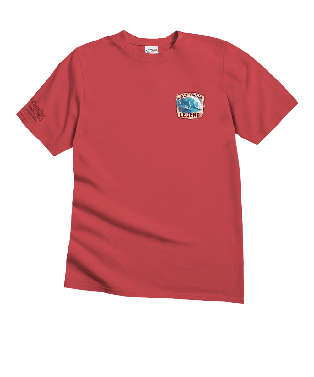 Red t-shirt with a logo on a white background View 4