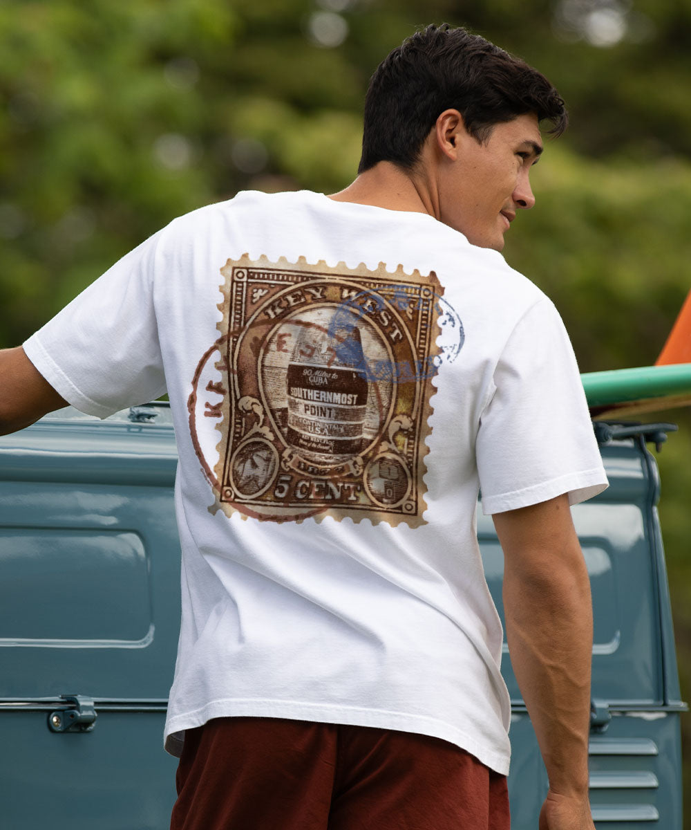 Buoy Stamp - White Short Sleeve Crewneck T-Shirt View 2
