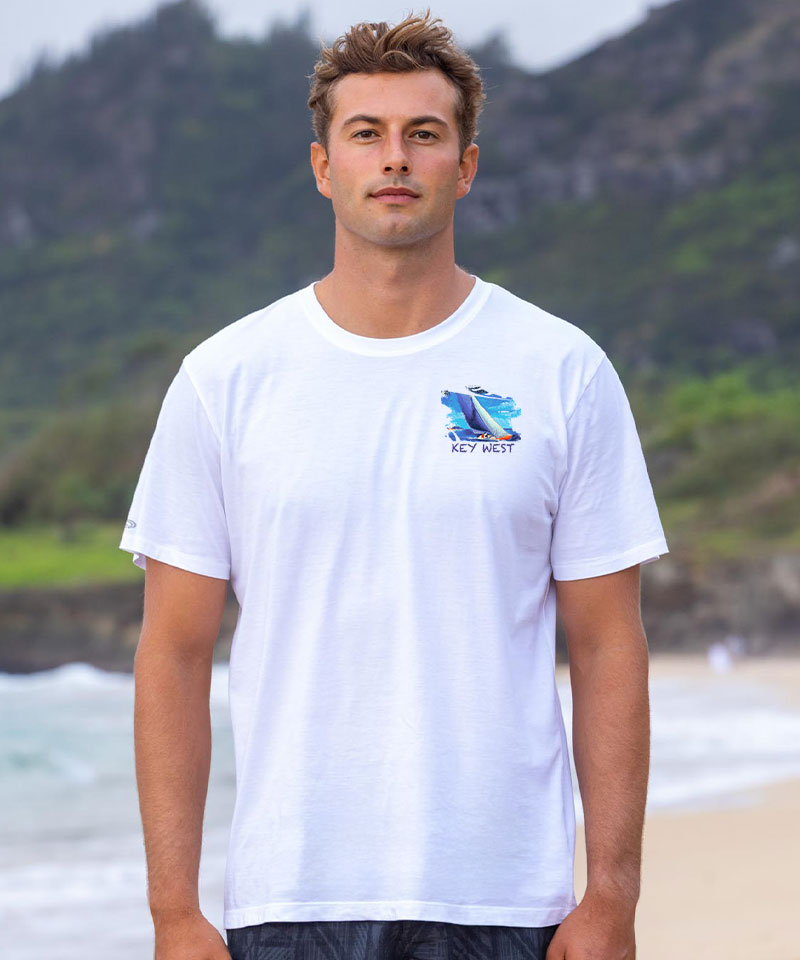 Brush Sail - White Short Sleeve Pima T-Shirt View 3