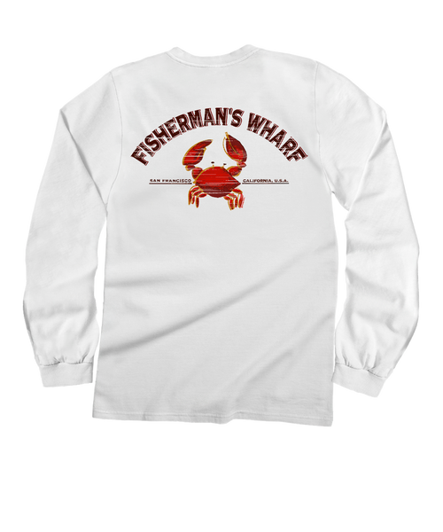 Fisherman's Crab - White Long Sleeve Crewneck T-Shirt