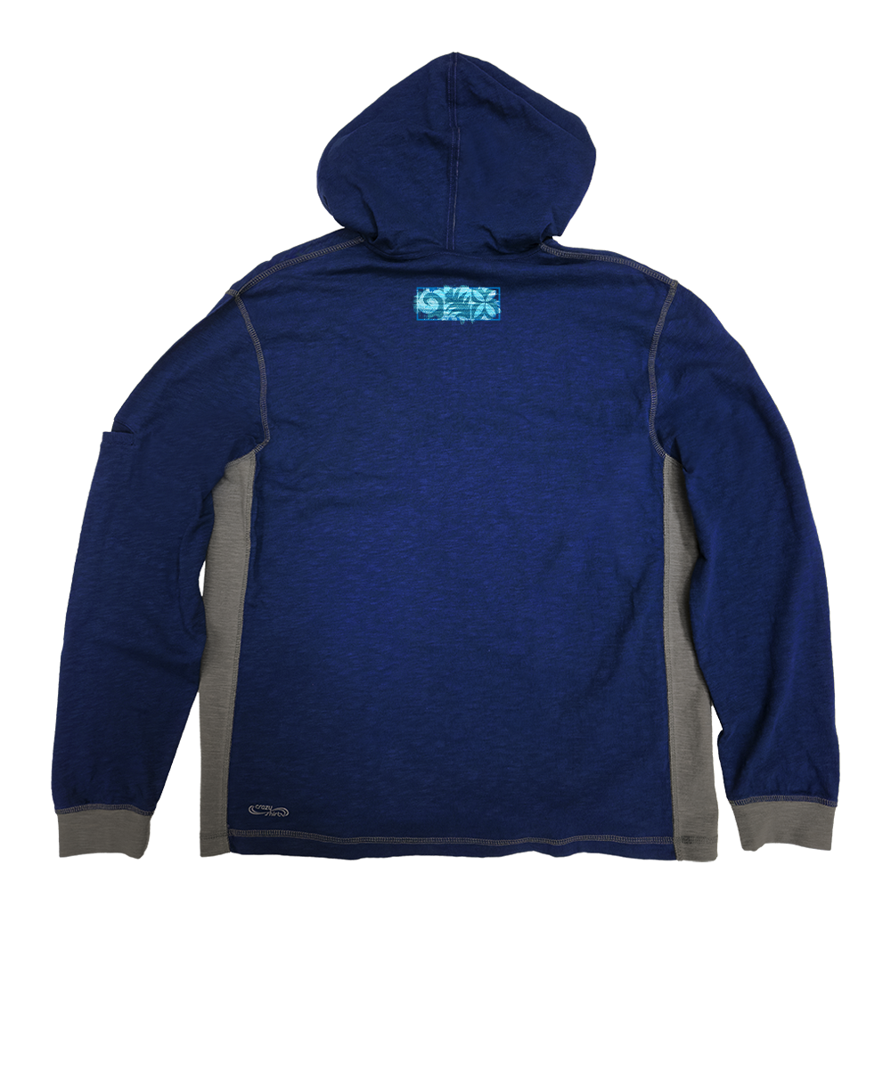 Blue hoodie with gray accents on a white background View 4