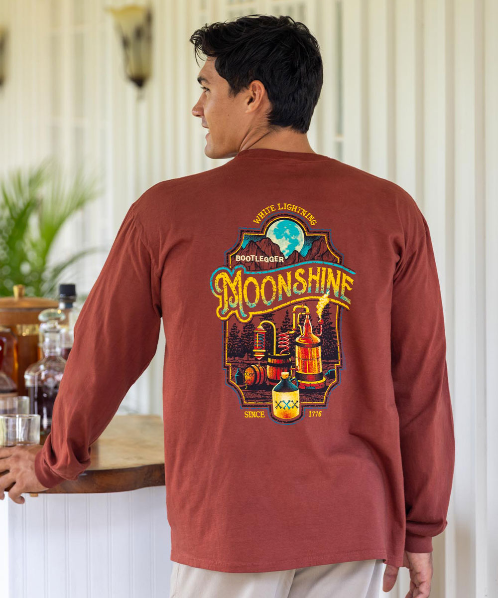 Moonshine XXX - Whiskey Dyed Long Sleeve Crewneck T-Shirt