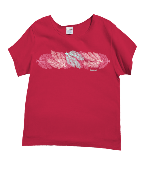 Reef Bloom - Raspberry Dyed Short Sleeve Scoop Neck T-Shirt