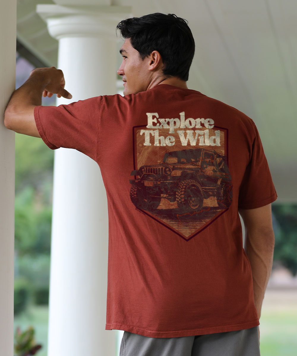 Jeep Trail Map - Whiskey Dyed Short Sleeve Crewneck T-Shirt