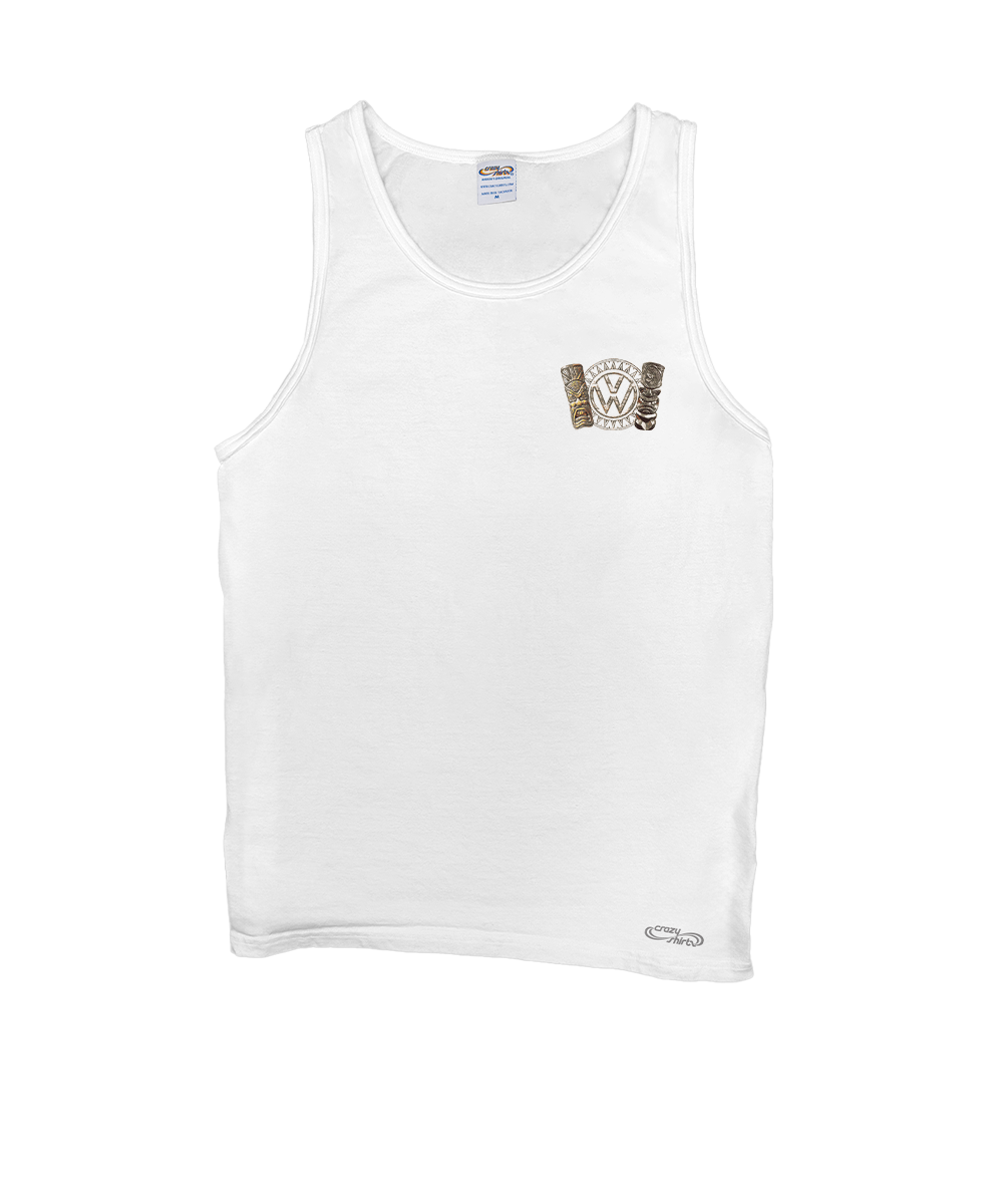 White tank top with a logo on a white background View 4
