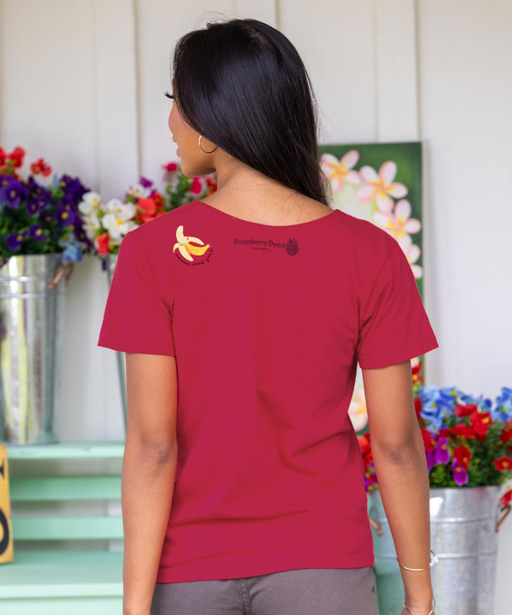 Positive Fruit - Raspberry Dyed Short Sleeve Scoop Neck T-Shirt