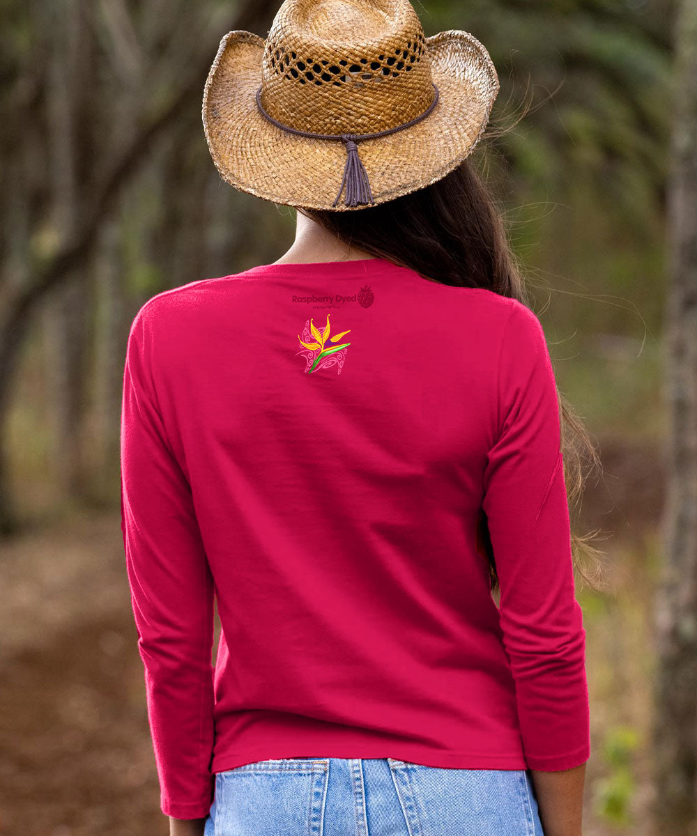 Aloha Bop - Raspberry Dyed Long Sleeve Crewneck T-Shirt