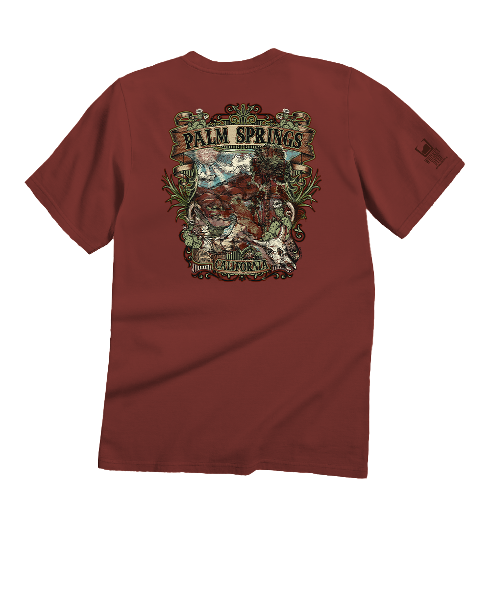 Palm Springs Etch - Whiskey Dyed Short Sleeve Crewneck T-Shirt View 1